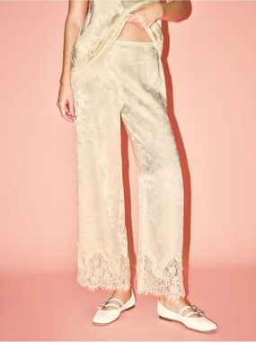 NWT Reformation Carolina Pants Ivory Jacquard Large